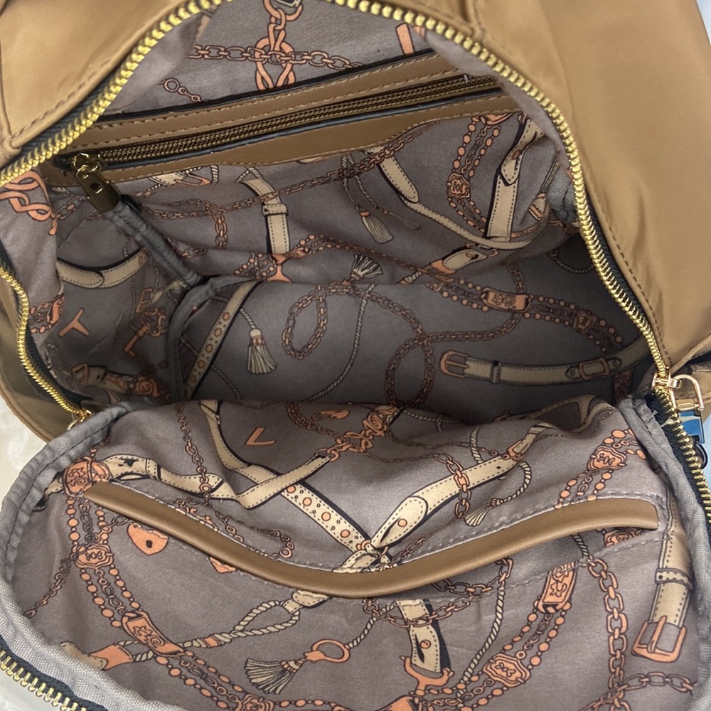 Backpack purse with goldtone hardware. Brown - Picture 7 of 8